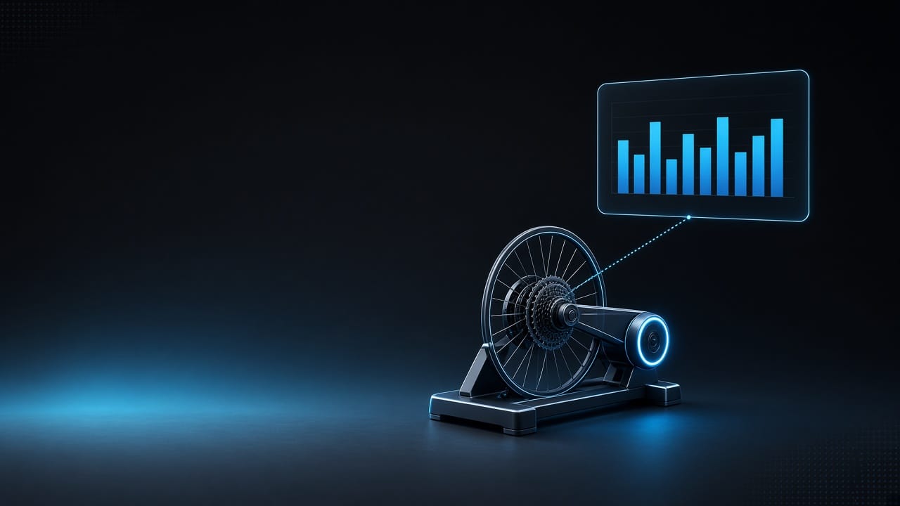 Direct-drive smart trainer with structured power intervals on a training display